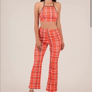 plaid 2 piece set